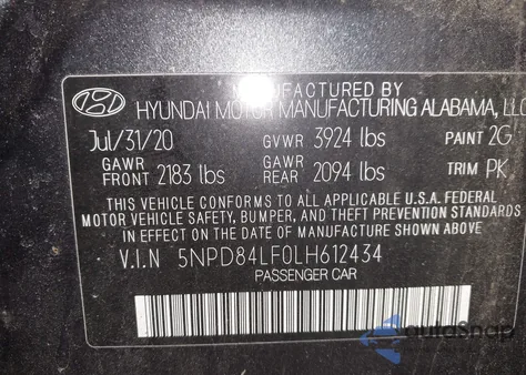 2020 Hyundai Elantra Value Edition from USA, damaged, VIN 5NPD84LF0LH612434